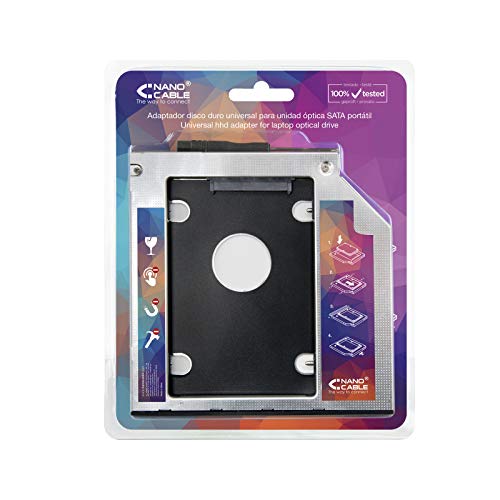 NANOCABLE 10.99.0102 - Adaptador para Disco Duro de 9,5mm en Unidad optica de 12,7mm de portatil (Accesorio para Instalar un Segundo Disco Duro o SSD en un portatil) NANOCABLE 10.99.0102 - Adaptador para Disco Duro de 9,5mm en Unidad optica de 12,7mm de portatil (Accesorio para Instalar un Segundo Disco Duro o SSD en un portatil)