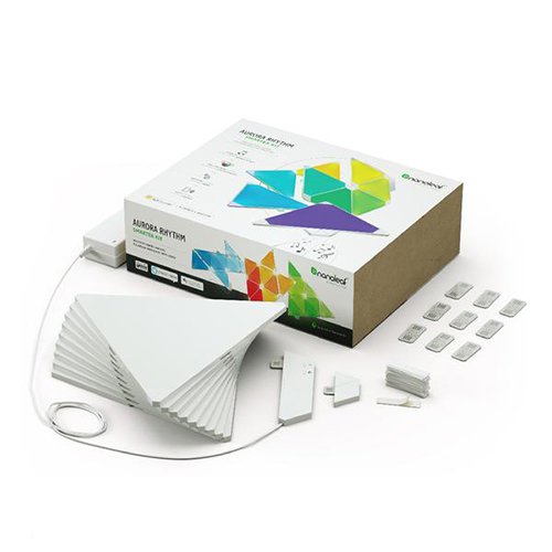 Nanoleaf Rhythm - Kit de inicio de Paneles luminosos – 9 x luces LED modulares inteligentes, módulo de sonido, en plástico y carbón, 2watts, 13.7 x 29.5 x 11.0 cm