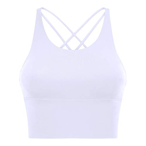 Nanomi Beauty Sujetador Deportivo de Tiras Acolchado para Mujer Workout Running Yoga Tops (Blanco, S) Nanomi Beauty Sujetador Deportivo de Tiras Acolchado para Mujer Workout Running Yoga Tops (Blanco, S)