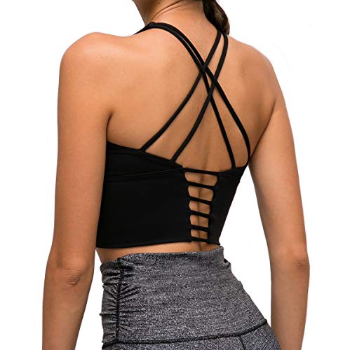 Nanomi Beauty Sujetador Deportivo de Tiras Acolchado para Mujer Workout Running Yoga Tops (Negro, M) Nanomi Beauty Sujetador Deportivo de Tiras Acolchado para Mujer Workout Running Yoga Tops (Negro, M)
