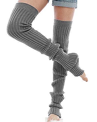 Nanxson Calentadores de Pierna Llarga de Mujer Calientapiernas Largos Leggins Danza Pilates Ballet Yoga Calcetines TTW0056 (L 86cm, Gris)