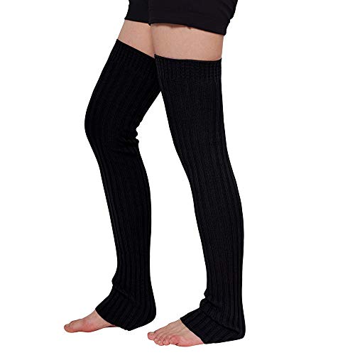 Nanxson Calentadores piernas Mujer Calentar de Invierno Calientapiernas para Formación Danza Yoga TTW0056 (L, Negro)