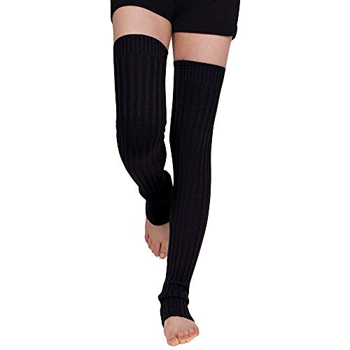 Nanxson Calentadores piernas Mujer Calentar de Invierno Calientapiernas para Formación Danza Yoga TTW0056 (L, Negro)