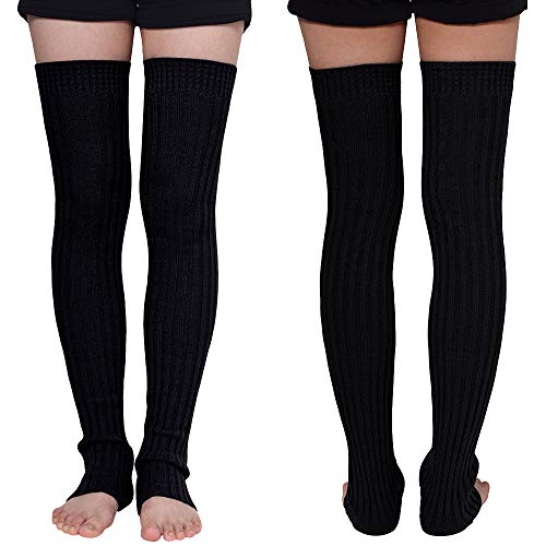 Nanxson Calentadores piernas Mujer Calentar de Invierno Calientapiernas para Formación Danza Yoga TTW0056 (L, Negro)