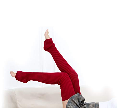 Nanxson Mujer Calientapiernas Calentar de Invierno Calentadores Piernas para Danza Yoga Formación (L, Rojo oscuro)