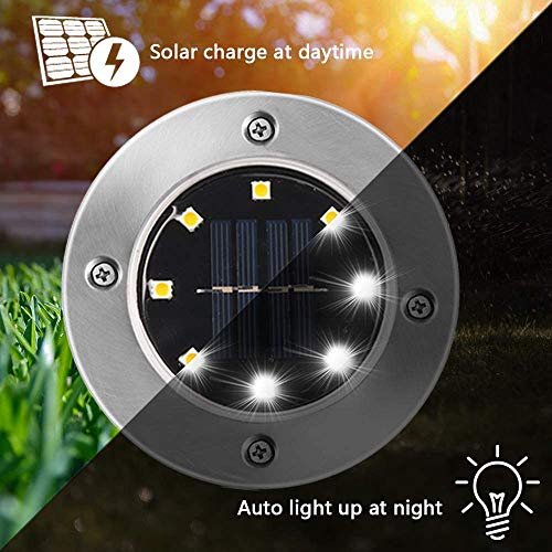 Nasharia 8 Pack Luces Solar de Tierra Luz,Luces Solares Jardin 8 led Lámpara en el Exterior,Luz Solar De Jardín Lámpara Solar LED para el Suelo Luces Solares para Exterior Jardin IP55impermeables