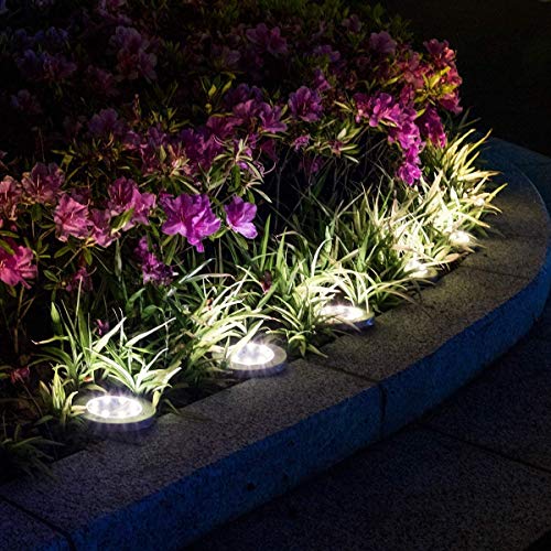 Nasharia 8 Pack Luces Solar de Tierra Luz,Luces Solares Jardin 8 led Lámpara en el Exterior,Luz Solar De Jardín Lámpara Solar LED para el Suelo Luces Solares para Exterior Jardin IP55impermeables