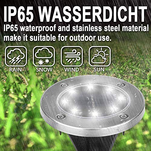 Nasharia 8 Pack Luces Solar de Tierra Luz,Luces Solares Jardin 8 led Lámpara en el Exterior,Luz Solar De Jardín Lámpara Solar LED para el Suelo Luces Solares para Exterior Jardin IP55impermeables