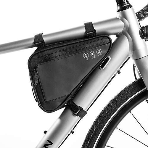 Nasjac Bolsa de Marco Triangular para Bicicleta, Ciclismo Bolsa de Manillar Frontal Impermeable Bolsa de sillín con Correa Bolsa de Tubo de Almacenamiento con Franja Reflectante