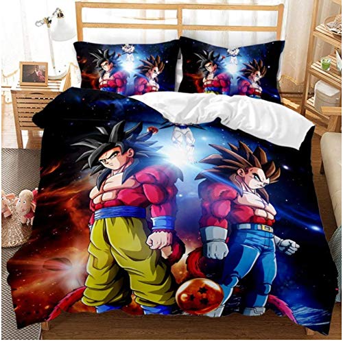 Nat999Lily Anime 3D Impreso Digital Siete Bolas De Dragón Ropa De Cama Funda Nórdica para Niños Juego De Cama King Queen Twin Juego De Edredón 173X218Cm