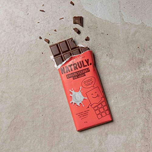 NATRULY Tableta de Chocolate sin Azúcar y sin Edulcorantes | Endulzado con Fibra de Achicoria -Pack 1 Chocolate con Leche + 1 Cacao 72%