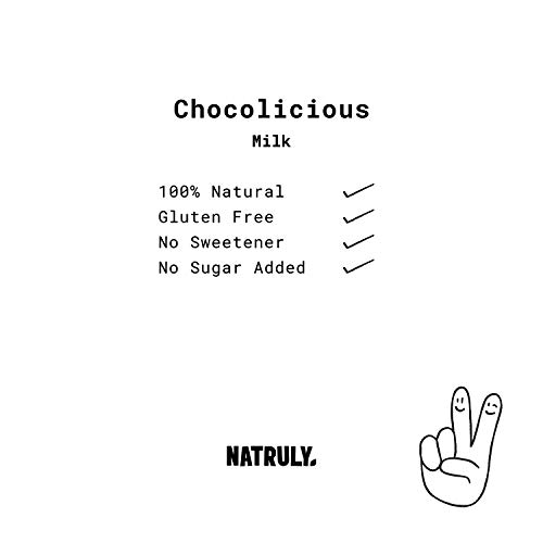 NATRULY Tableta de Chocolate sin Azúcar y sin Edulcorantes | Endulzado con Fibra de Achicoria -Pack 1 Chocolate con Leche + 1 Cacao 72%