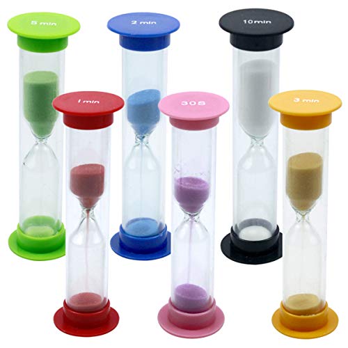 NATUCE 6 PCS Reloj De Arena Temporizador 30 seg / 1minutos / 2minutos / 3minutos / 5minutos / 10 minutos, Temporizador de Reloj, Relojes de Arena, Reloj de Arena para Niños Lavado Dientes, Cocina