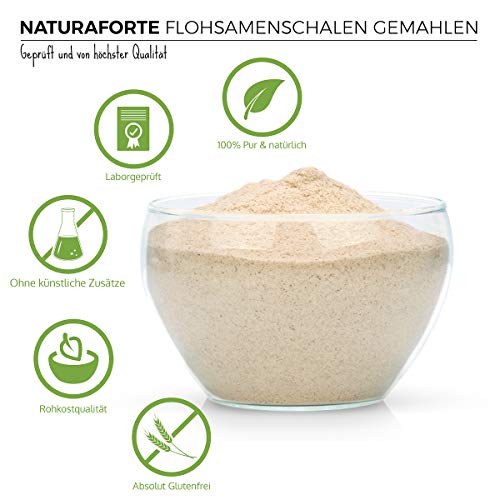 NaturaForte Cáscara de Psyllium Husk 300g - Vegano - Rico en fibra y mucílago - Sin gluten - Psyllium Husk - Superfood Low-Carb