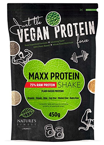 Nature's Finest Batido de proteína pura Bio Maxx 75 % 450g | Mezcla de Proteínas Vegetales | Vegano y vegetariano