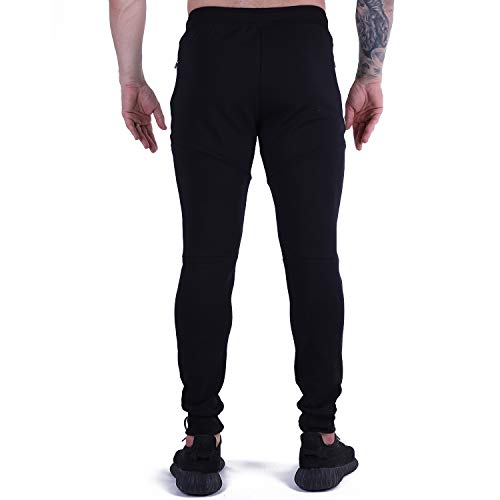 Naudamp Hombres Slim Gym Joggers Pantalones de chándal Chándal Correr Entrenamiento Ropa Deportiva Partes de Abajo Bolsillos con Cremallera Pantalones