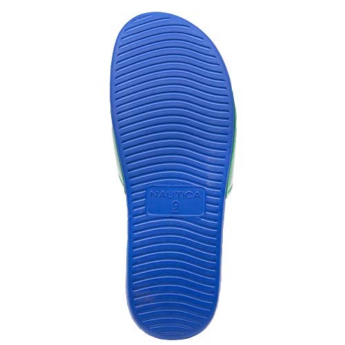 Nautica Men's Athletic Slide, Adjustable Straps Comfort Sandal Bower-Green/Yellow/Orange-10
