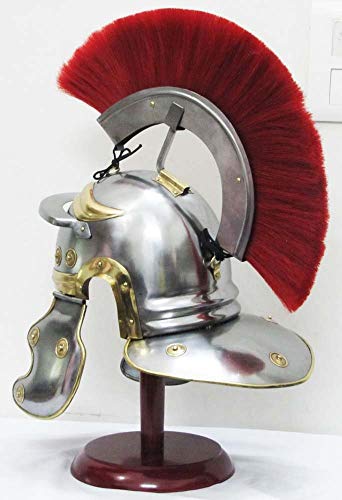 Nautical Replica Hub Casco Centurion Roman Warrior Armor Metal Red Plume con forro interior