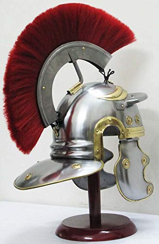 Nautical Replica Hub Casco Centurion Roman Warrior Armor Metal Red Plume con forro interior