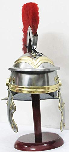 Nautical Replica Hub Casco Centurion Roman Warrior Armor Metal Red Plume con forro interior