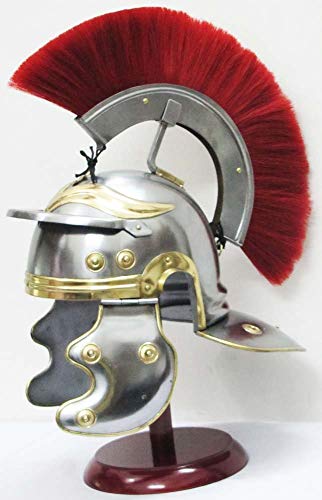 Nautical Replica Hub Casco Centurion Roman Warrior Armor Metal Red Plume con forro interior