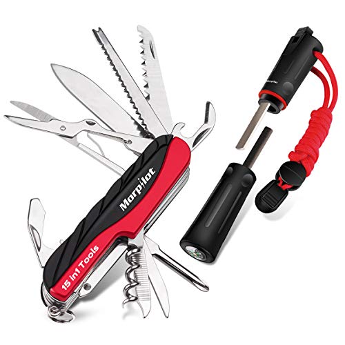 Navaja Suiza Morpilot Pedernal Navaja Multifuncional con Encendedor de Fuego para Supervivencia, 15 en 1 Navaja Caza Pesca, Cuchillo Multiuso Acero Inoxidable, Impermeable Herramienta Múltiusos Navaja Suiza Morpilot Pedernal Navaja Multifuncional con Encendedor de Fuego para Supervivencia, 15 en 1 Navaja Caza Pesca, Cuchillo Multiuso Acero Inoxidable, Impermeable Herramienta Múltiusos