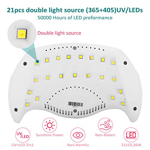 NAVANINO Lampara Secadora de Uias LED/UV para Esmalte de Uhias de Gel, Curad Luz en 3 modos para tiempo, Modo de calorbajo99s y Pantalla LCD. Para Manicura/Pedicura Nail Art en el Hogar ect (M)