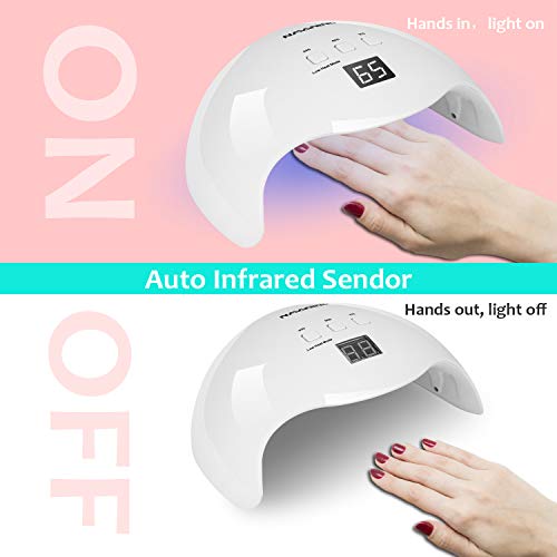 NAVANINO Lampara Secadora de Uias LED/UV para Esmalte de Uhias de Gel, Curad Luz en 3 modos para tiempo, Modo de calorbajo99s y Pantalla LCD. Para Manicura/Pedicura Nail Art en el Hogar ect (M)