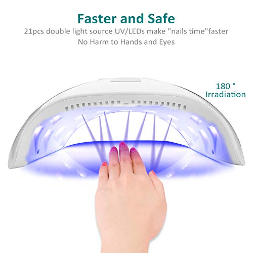 NAVANINO Lampara Secadora de Uias LED/UV para Esmalte de Uhias de Gel, Curad Luz en 3 modos para tiempo, Modo de calorbajo99s y Pantalla LCD. Para Manicura/Pedicura Nail Art en el Hogar ect (M)