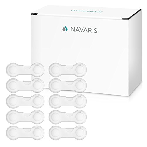 Navaris 10x cierres de seguridad para bebés y niños - protector para puerta armario cajones - bloqueo de seguridad para niños en blanco Navaris 10x cierres de seguridad para bebés y niños - protector para puerta armario cajones - bloqueo de seguridad para niños en blanco