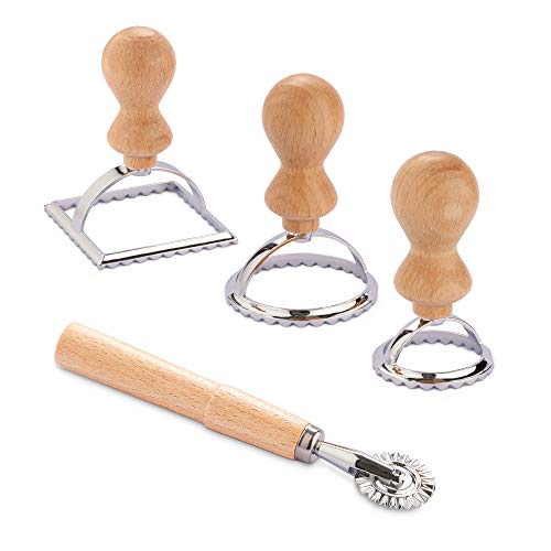 Navaris 4X Cortador para Hacer Ravioli - Set de 4X Accesorio para Cortar Masa Pasta Fresca Galletas raviolis - 2X Molde Redondo 1x Cuadrado y 1x Rueda Navaris 4X Cortador para Hacer Ravioli - Set de 4X Accesorio para Cortar Masa Pasta Fresca Galletas raviolis - 2X Molde Redondo 1x Cuadrado y 1x Rueda