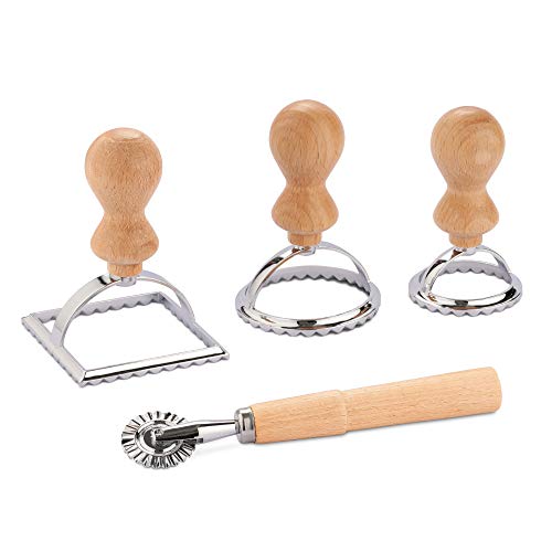 Navaris 4X Cortador para Hacer Ravioli - Set de 4X Accesorio para Cortar Masa Pasta Fresca Galletas raviolis - 2X Molde Redondo 1x Cuadrado y 1x Rueda Navaris 4X Cortador para Hacer Ravioli - Set de 4X Accesorio para Cortar Masa Pasta Fresca Galletas raviolis - 2X Molde Redondo 1x Cuadrado y 1x Rueda