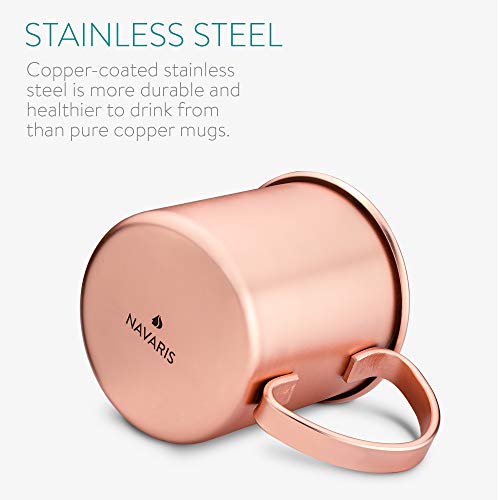 Navaris 4X Taza de Cobre para Moscow Mule - Set de jarras de Acero Inoxidable Chapado en Cobre de 475 ML - Tazas para Bebidas frías Cerveza cócteles Navaris 4X Taza de Cobre para Moscow Mule - Set de jarras de Acero Inoxidable Chapado en Cobre de 475 ML - Tazas para Bebidas frías Cerveza cócteles