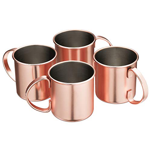 Navaris 4X Taza de Cobre para Moscow Mule - Set de jarras de Acero Inoxidable Chapado en Cobre de 475 ML - Tazas para Bebidas frías Cerveza cócteles Navaris 4X Taza de Cobre para Moscow Mule - Set de jarras de Acero Inoxidable Chapado en Cobre de 475 ML - Tazas para Bebidas frías Cerveza cócteles