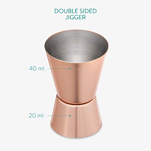 Navaris 4X Taza de Cobre para Moscow Mule - Set de jarras de Acero Inoxidable Chapado en Cobre de 500 ML - Tazas para Bebidas frías con Vaso medidor