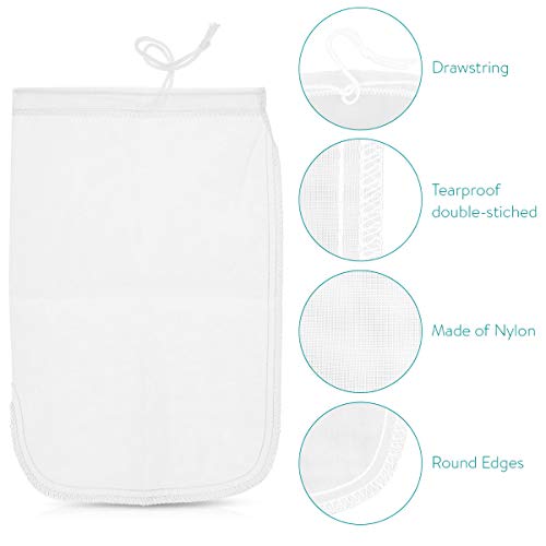 Navaris Bolsa para Hacer Leche Vegetal 20 x 30 CM - Bolsa colador para Hacer Leche Vegana de nueces almendras - Malla de Nailon para Colar Zumo Leche Navaris Bolsa para Hacer Leche Vegetal 20 x 30 CM - Bolsa colador para Hacer Leche Vegana de nueces almendras - Malla de Nailon para Colar Zumo Leche