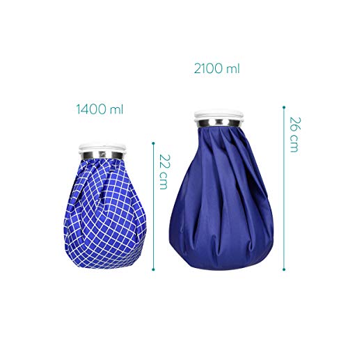 Navaris Bolsas de hielo y calor - Set de 2 bolsas para aliviar lesiones y dolores - Bolsa reutilizable caliente y fría - en blanco y azul