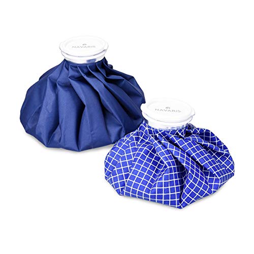 Navaris Bolsas de hielo y calor - Set de 2 bolsas para aliviar lesiones y dolores - Bolsa reutilizable caliente y fría - en blanco y azul