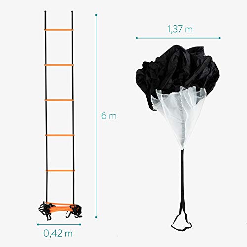 Navaris Escalera de Entrenamiento Agilidad y Velocidad - Kit de Accesorios para Entrenar coordinación - Fútbol Baloncesto Fitness Gimnasia Circuito Navaris Escalera de Entrenamiento Agilidad y Velocidad - Kit de Accesorios para Entrenar coordinación - Fútbol Baloncesto Fitness Gimnasia Circuito