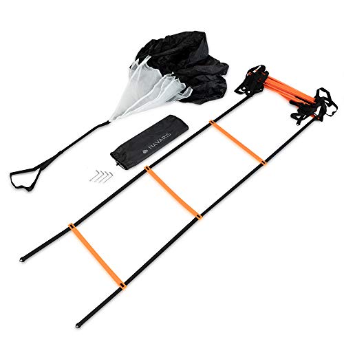 Navaris Escalera de Entrenamiento Agilidad y Velocidad - Kit de Accesorios para Entrenar coordinación - Fútbol Baloncesto Fitness Gimnasia Circuito Navaris Escalera de Entrenamiento Agilidad y Velocidad - Kit de Accesorios para Entrenar coordinación - Fútbol Baloncesto Fitness Gimnasia Circuito