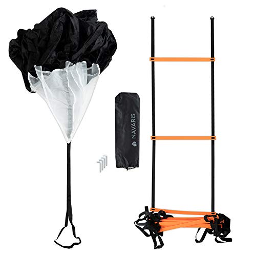 Navaris Escalera de Entrenamiento Agilidad y Velocidad - Kit de Accesorios para Entrenar coordinación - Fútbol Baloncesto Fitness Gimnasia Circuito