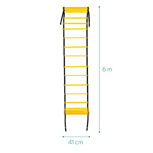 Navaris Escalera de Entrenamiento - Escalera para Hacer Deporte de 6M - para Mejorar Agilidad Velocidad coordinación - con 2 Bolsos