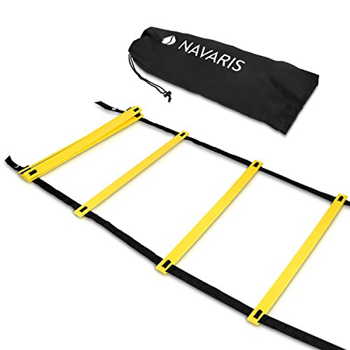 Navaris Escalera de Entrenamiento - Escalera para Hacer Deporte de 6M - para Mejorar Agilidad Velocidad coordinación - con 2 Bolsos Navaris Escalera de Entrenamiento - Escalera para Hacer Deporte de 6M - para Mejorar Agilidad Velocidad coordinación - con 2 Bolsos