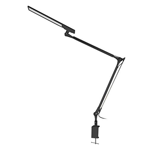 Navaris lámpara LED de escritorio - Luz plegable de aluminio con soporte fijo para mesa - Iluminación LED 10W 700LM con brillo ajustable en negro