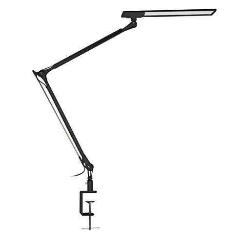 Navaris lámpara LED de escritorio - Luz plegable de aluminio con soporte fijo para mesa - Iluminación LED 10W 700LM con brillo ajustable en negro