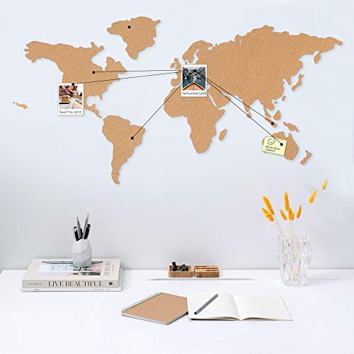 Navaris Mapa de Corcho Pared - Mapamundi Autoadhesivo para Fotos Banderas Carteles - con 10x Chincheta para marcar Lugares visitados - 102 x 50.3 CM Navaris Mapa de Corcho Pared - Mapamundi Autoadhesivo para Fotos Banderas Carteles - con 10x Chincheta para marcar Lugares visitados - 102 x 50.3 CM