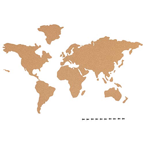 Navaris Mapa de Corcho Pared - Mapamundi Autoadhesivo para Fotos Banderas Carteles - con 10x Chincheta para marcar Lugares visitados - 102 x 50.3 CM Navaris Mapa de Corcho Pared - Mapamundi Autoadhesivo para Fotos Banderas Carteles - con 10x Chincheta para marcar Lugares visitados - 102 x 50.3 CM