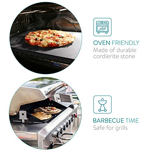 Navaris Piedra para pizza refractaria - Base rectangular para horno barbacoa o leña - Placa de cordierita para hornear pan - 38 x 30 x 1.5 CM - Negro Navaris Piedra para pizza refractaria - Base rectangular para horno barbacoa o leña - Placa de cordierita para hornear pan - 38 x 30 x 1.5 CM - Negro