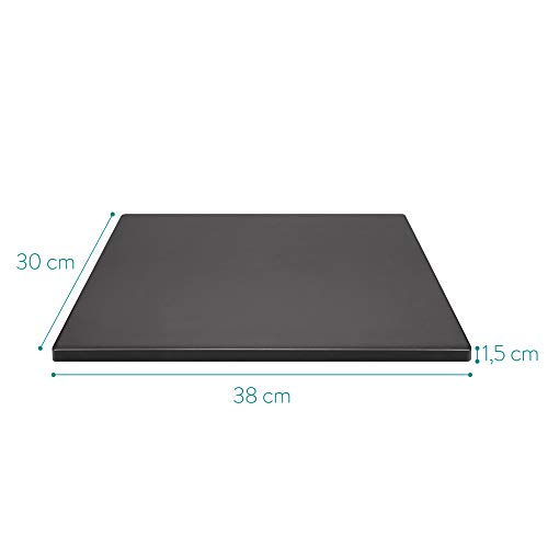 Navaris Piedra para pizza refractaria - Base rectangular para horno barbacoa o leña - Placa de cordierita para hornear pan - 38 x 30 x 1.5 CM - Negro