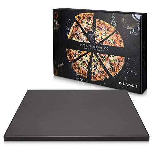 Navaris Piedra para pizza refractaria - Base rectangular para horno barbacoa o leña - Placa de cordierita para hornear pan - 38 x 30 x 1.5 CM - Negro Navaris Piedra para pizza refractaria - Base rectangular para horno barbacoa o leña - Placa de cordierita para hornear pan - 38 x 30 x 1.5 CM - Negro
